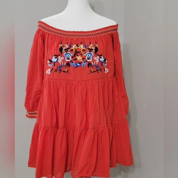 🤩Host Pick❤️FREE PEOPLE Boho Sunbeams Mini Dress w/Embroidery Women's Size XS - Picture 8 of 11